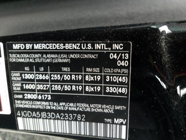 Photo 9 VIN: 4JGDA5JB3DA233782 - MERCEDES-BENZ ML 350 