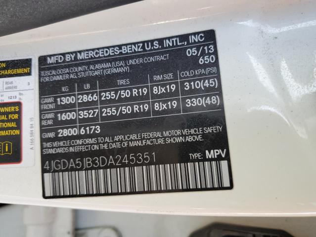 Photo 12 VIN: 4JGDA5JB3DA245351 - MERCEDES-BENZ ML 350 