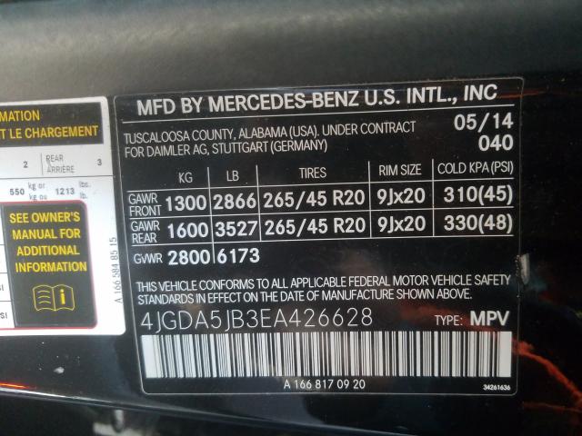 Photo 9 VIN: 4JGDA5JB3EA426628 - MERCEDES-BENZ ML 350 