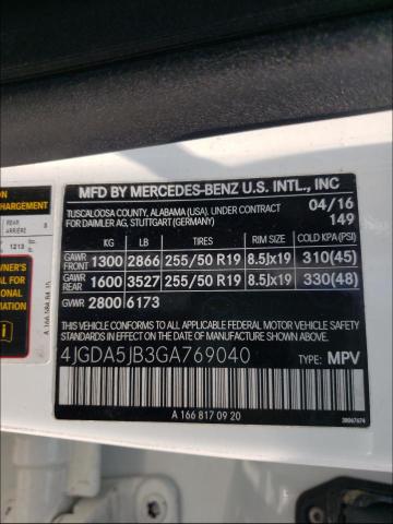 Photo 9 VIN: 4JGDA5JB3GA769040 - MERCEDES-BENZ GLE 350 