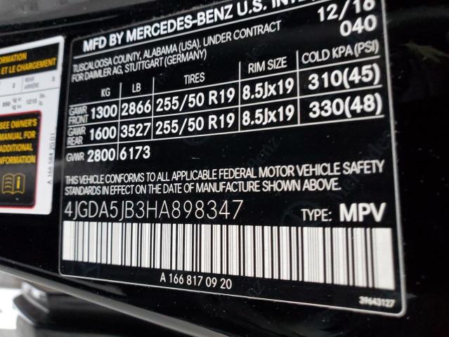 Photo 11 VIN: 4JGDA5JB3HA898347 - MERCEDES-BENZ GLE 350 