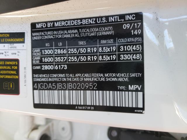 Photo 9 VIN: 4JGDA5JB3JB020952 - MERCEDES-BENZ GLE 