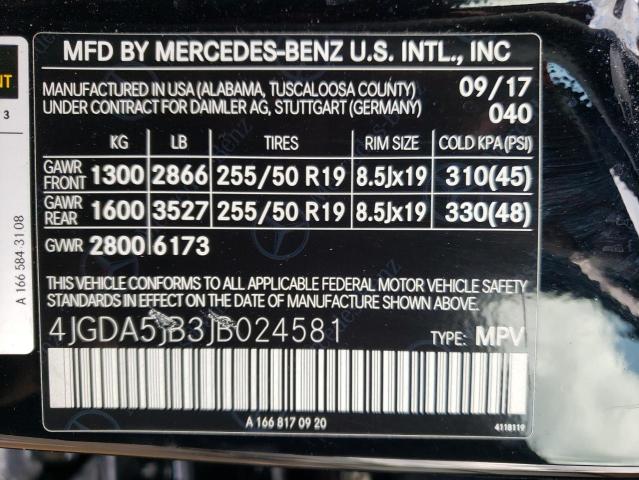 Photo 11 VIN: 4JGDA5JB3JB024581 - MERCEDES-BENZ GLE-CLASS 