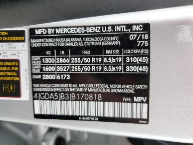 Photo 13 VIN: 4JGDA5JB3JB170818 - MERCEDES-BENZ GLE 350 