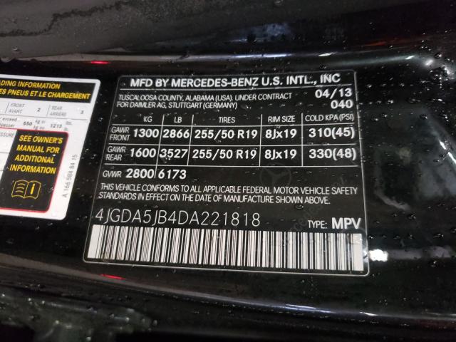 Photo 9 VIN: 4JGDA5JB4DA221818 - MERCEDES-BENZ ML 350 