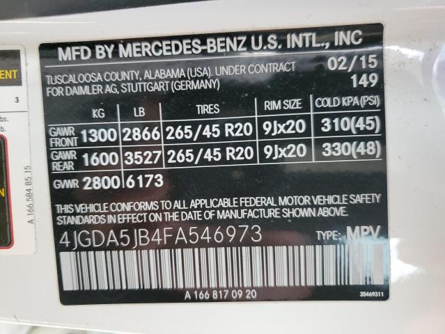 Photo 12 VIN: 4JGDA5JB4FA546973 - MERCEDES-BENZ M-CLASS 