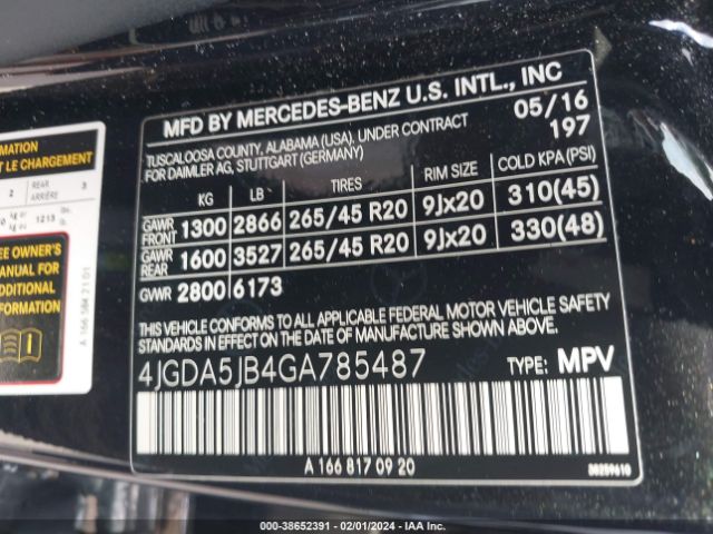 Photo 8 VIN: 4JGDA5JB4GA785487 - MERCEDES-BENZ GLE 350 