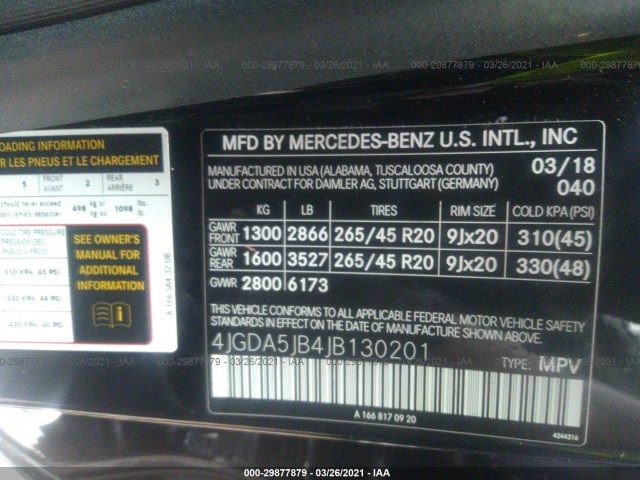 Photo 8 VIN: 4JGDA5JB4JB130201 - MERCEDES-BENZ GLE 