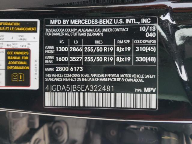 Photo 12 VIN: 4JGDA5JB5EA322481 - MERCEDES-BENZ ML 350 