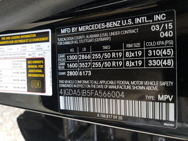 Photo 9 VIN: 4JGDA5JB5FA566004 - MERCEDES-BENZ ML 350 