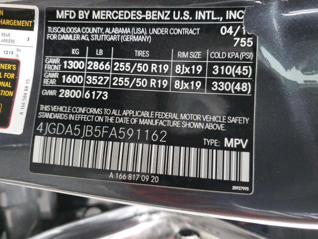 Photo 13 VIN: 4JGDA5JB5FA591162 - MERCEDES-BENZ ML 350 