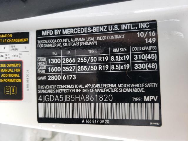 Photo 9 VIN: 4JGDA5JB5HA861820 - MERCEDES-BENZ GLE 350 