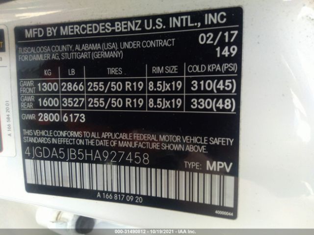 Photo 8 VIN: 4JGDA5JB5HA927458 - MERCEDES-BENZ GLE 