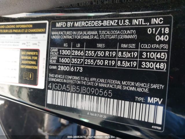 Photo 8 VIN: 4JGDA5JB5JB090565 - MERCEDES-BENZ GLE 350 