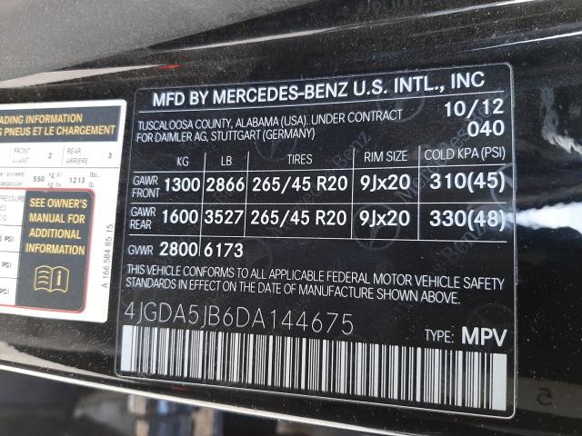 Photo 9 VIN: 4JGDA5JB6DA144675 - MERCEDES-BENZ ML 350 