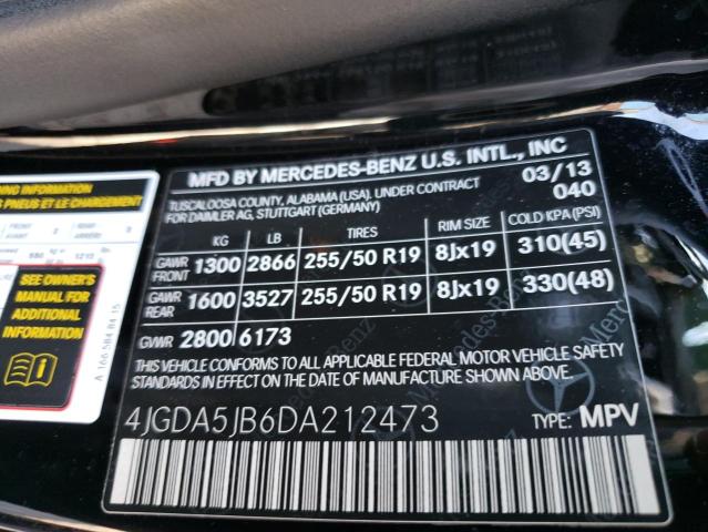 Photo 9 VIN: 4JGDA5JB6DA212473 - MERCEDES-BENZ ML 350 