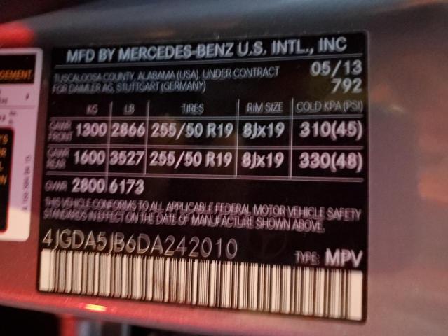 Photo 12 VIN: 4JGDA5JB6DA242010 - MERCEDES-BENZ ML 350 