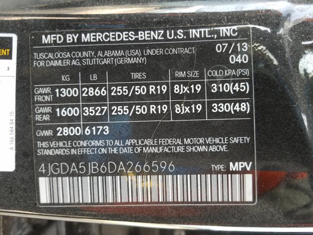 Photo 9 VIN: 4JGDA5JB6DA266596 - MERCEDES-BENZ ML 350 