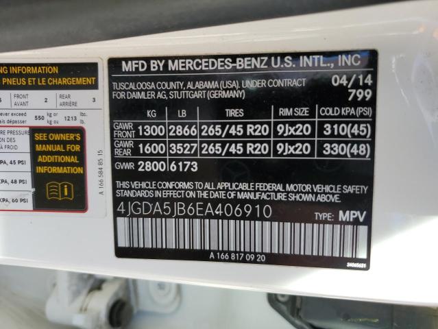 Photo 12 VIN: 4JGDA5JB6EA406910 - MERCEDES-BENZ M-CLASS 