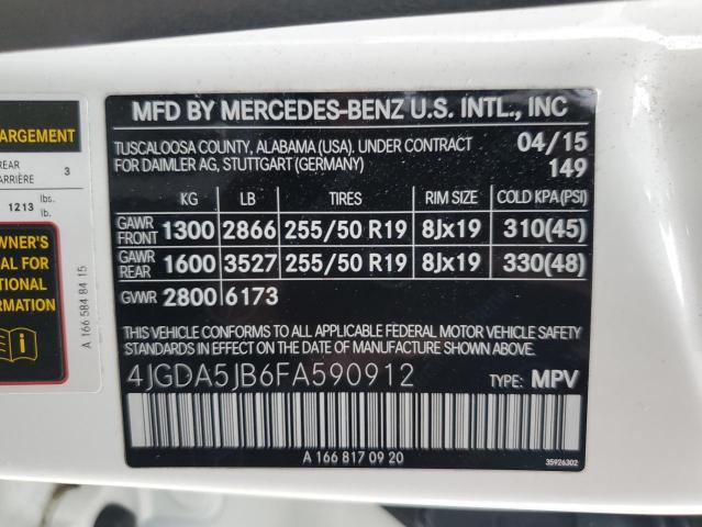 Photo 12 VIN: 4JGDA5JB6FA590912 - MERCEDES-BENZ ML 350 