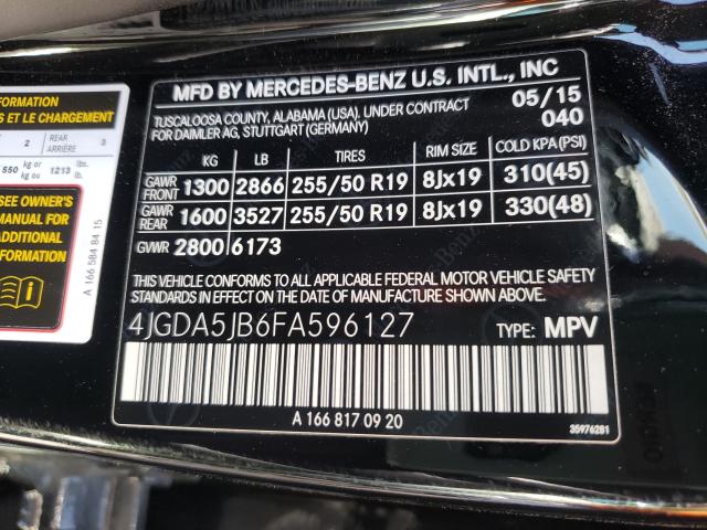 Photo 9 VIN: 4JGDA5JB6FA596127 - MERCEDES-BENZ ML 350 