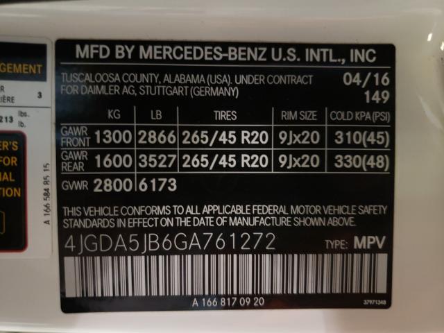 Photo 9 VIN: 4JGDA5JB6GA761272 - MERCEDES-BENZ GLE 350 