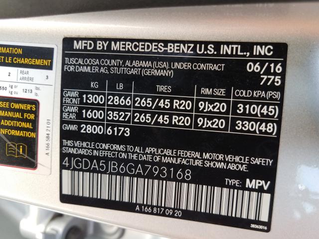 Photo 9 VIN: 4JGDA5JB6GA793168 - MERCEDES-BENZ GLE 350 