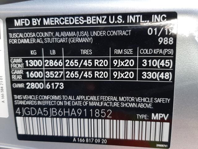 Photo 9 VIN: 4JGDA5JB6HA911852 - MERCEDES-BENZ GLE 