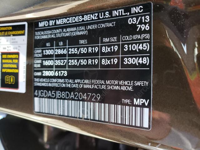 Photo 12 VIN: 4JGDA5JB8DA204729 - MERCEDES-BENZ ML 350 