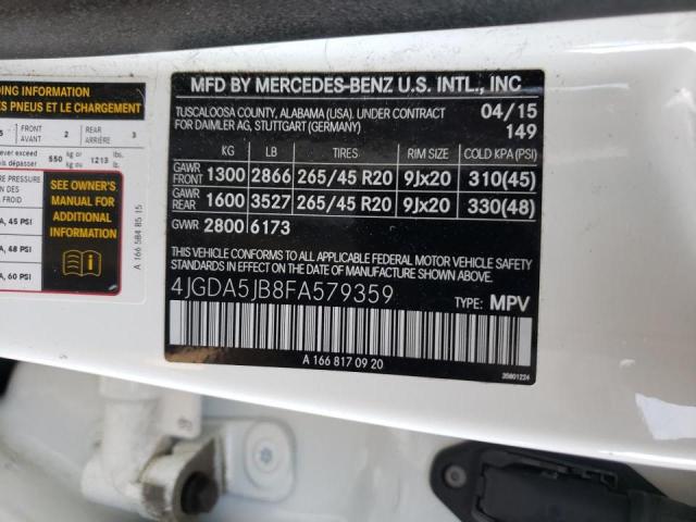 Photo 9 VIN: 4JGDA5JB8FA579359 - MERCEDES-BENZ ML 350 