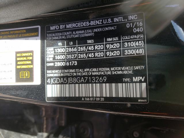 Photo 9 VIN: 4JGDA5JB8GA713269 - MERCEDES-BENZ GLE 350 