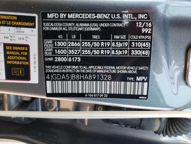 Photo 9 VIN: 4JGDA5JB8HA891328 - MERCEDES-BENZ GLE 350 