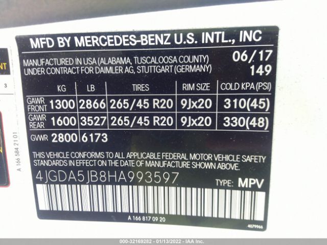 Photo 8 VIN: 4JGDA5JB8HA993597 - MERCEDES-BENZ GLE 