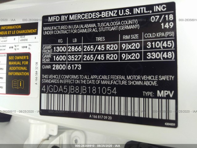 Photo 8 VIN: 4JGDA5JB8JB181054 - MERCEDES-BENZ GLE 