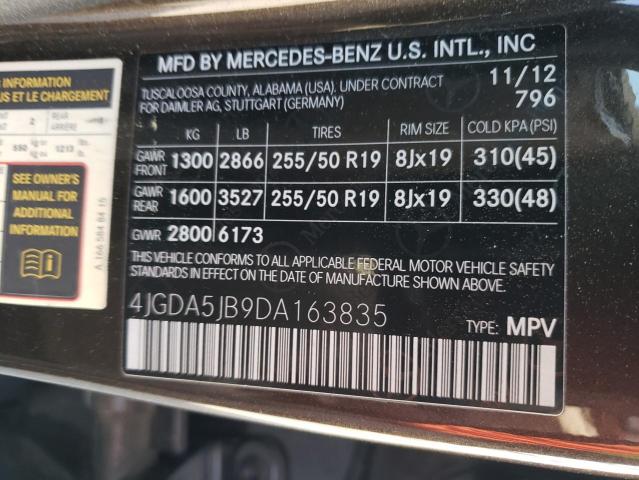 Photo 12 VIN: 4JGDA5JB9DA163835 - MERCEDES-BENZ M-CLASS 