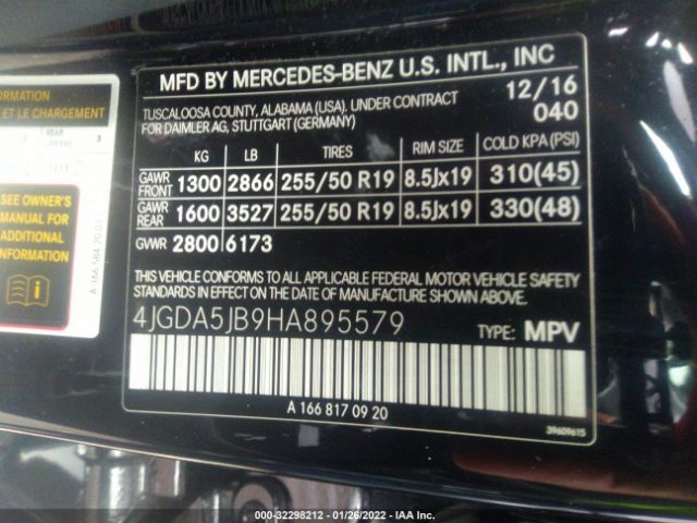 Photo 8 VIN: 4JGDA5JB9HA895579 - MERCEDES-BENZ GLE 