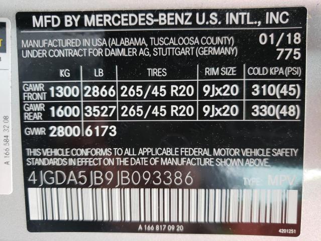 Photo 9 VIN: 4JGDA5JB9JB093386 - MERCEDES-BENZ GLE 350 