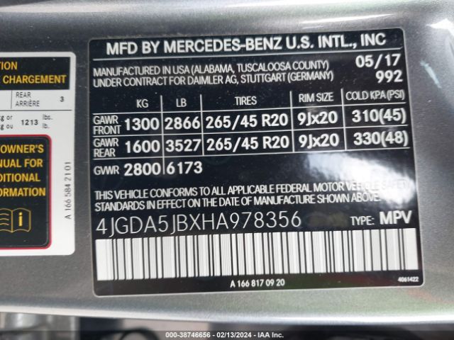 Photo 8 VIN: 4JGDA5JBXHA978356 - MERCEDES-BENZ GLE 350 