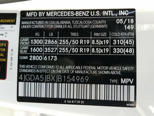 Photo 9 VIN: 4JGDA5JBXJB154969 - MERCEDES-BENZ GLE 350 