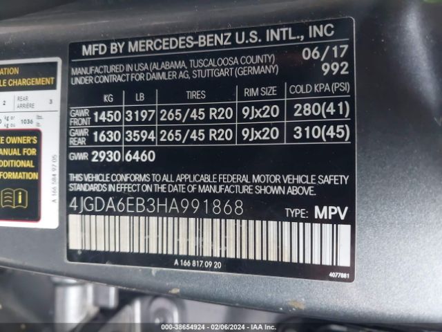 Photo 8 VIN: 4JGDA6EB3HA991868 - MERCEDES-BENZ AMG GLE 43 