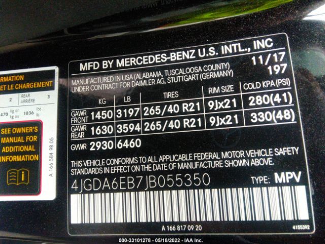 Photo 8 VIN: 4JGDA6EB7JB055350 - MERCEDES-BENZ GLE 