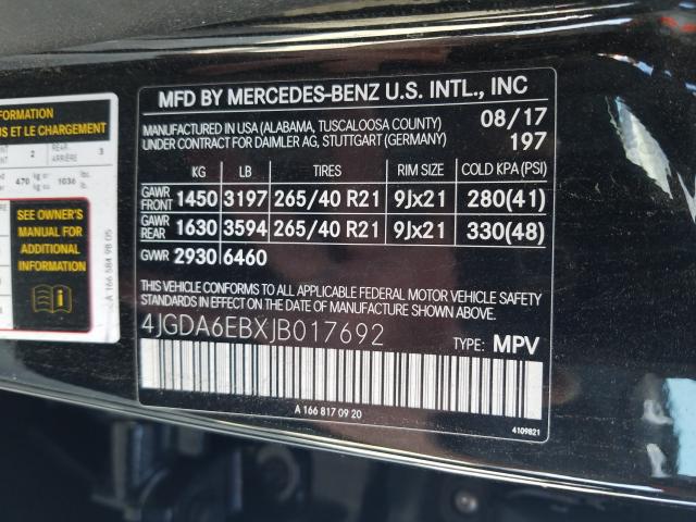 Photo 9 VIN: 4JGDA6EBXJB017692 - MERCEDES-BENZ GLE 43 AMG 