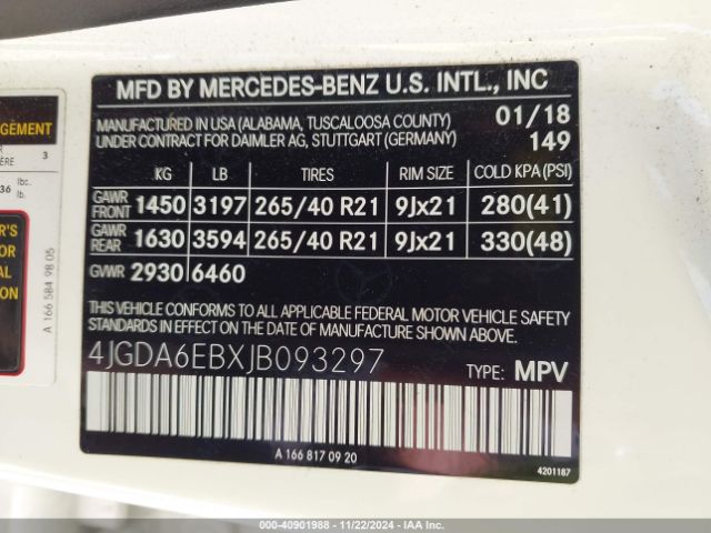 Photo 8 VIN: 4JGDA6EBXJB093297 - MERCEDES-BENZ GLE-CLASS 