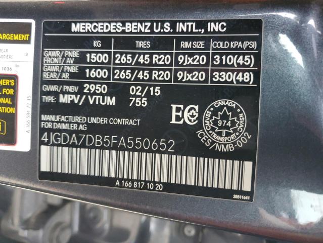 Photo 13 VIN: 4JGDA7DB5FA550652 - MERCEDES-BENZ ML 550 4MA 