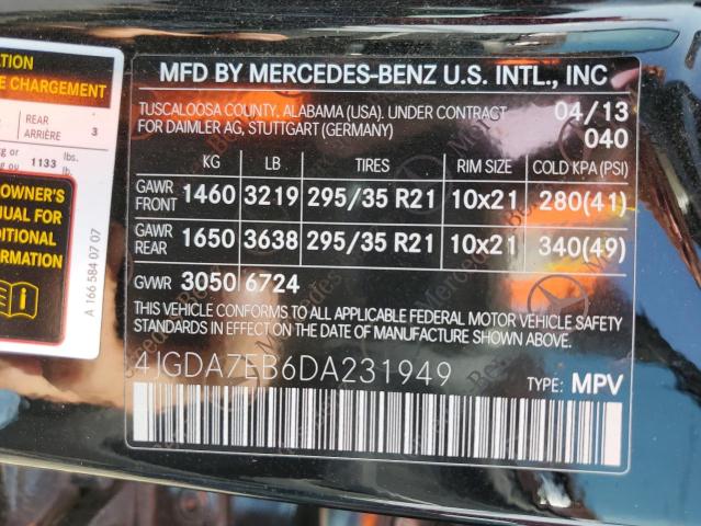 Photo 12 VIN: 4JGDA7EB6DA231949 - MERCEDES-BENZ ML 63 AMG 