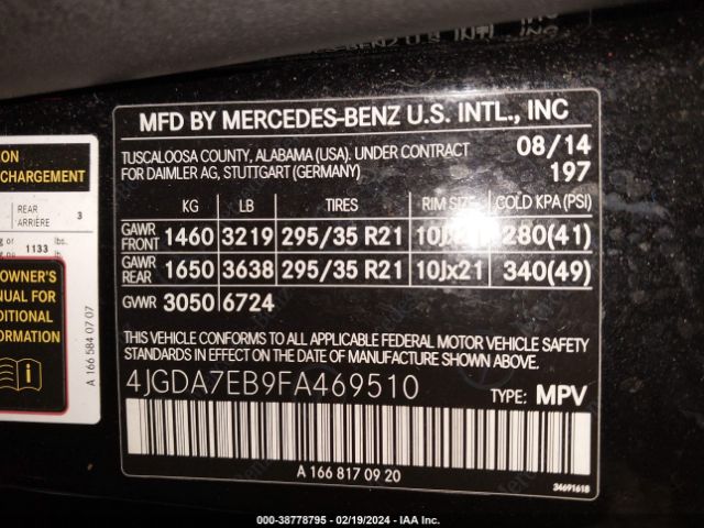 Photo 8 VIN: 4JGDA7EB9FA469510 - MERCEDES-BENZ ML 63 AMG 