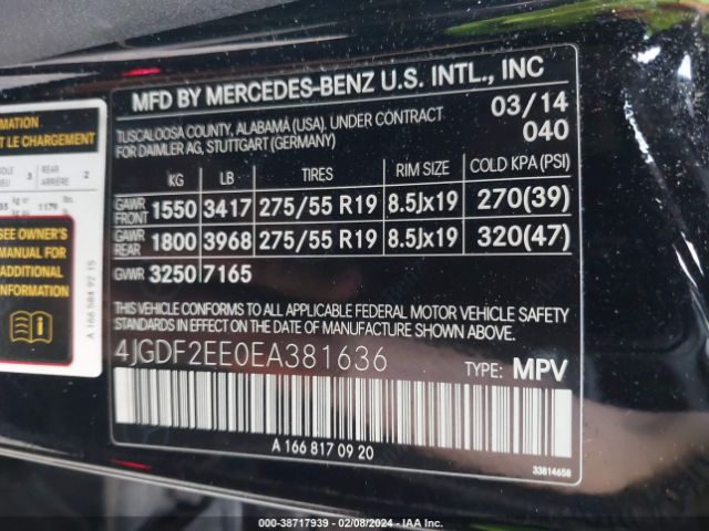 Photo 8 VIN: 4JGDF2EE0EA381636 - MERCEDES-BENZ GL 350 