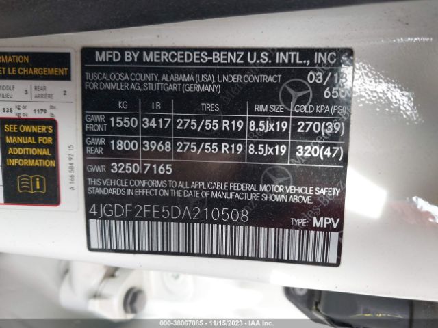 Photo 8 VIN: 4JGDF2EE5DA210508 - MERCEDES-BENZ GL 350 BLUETEC 