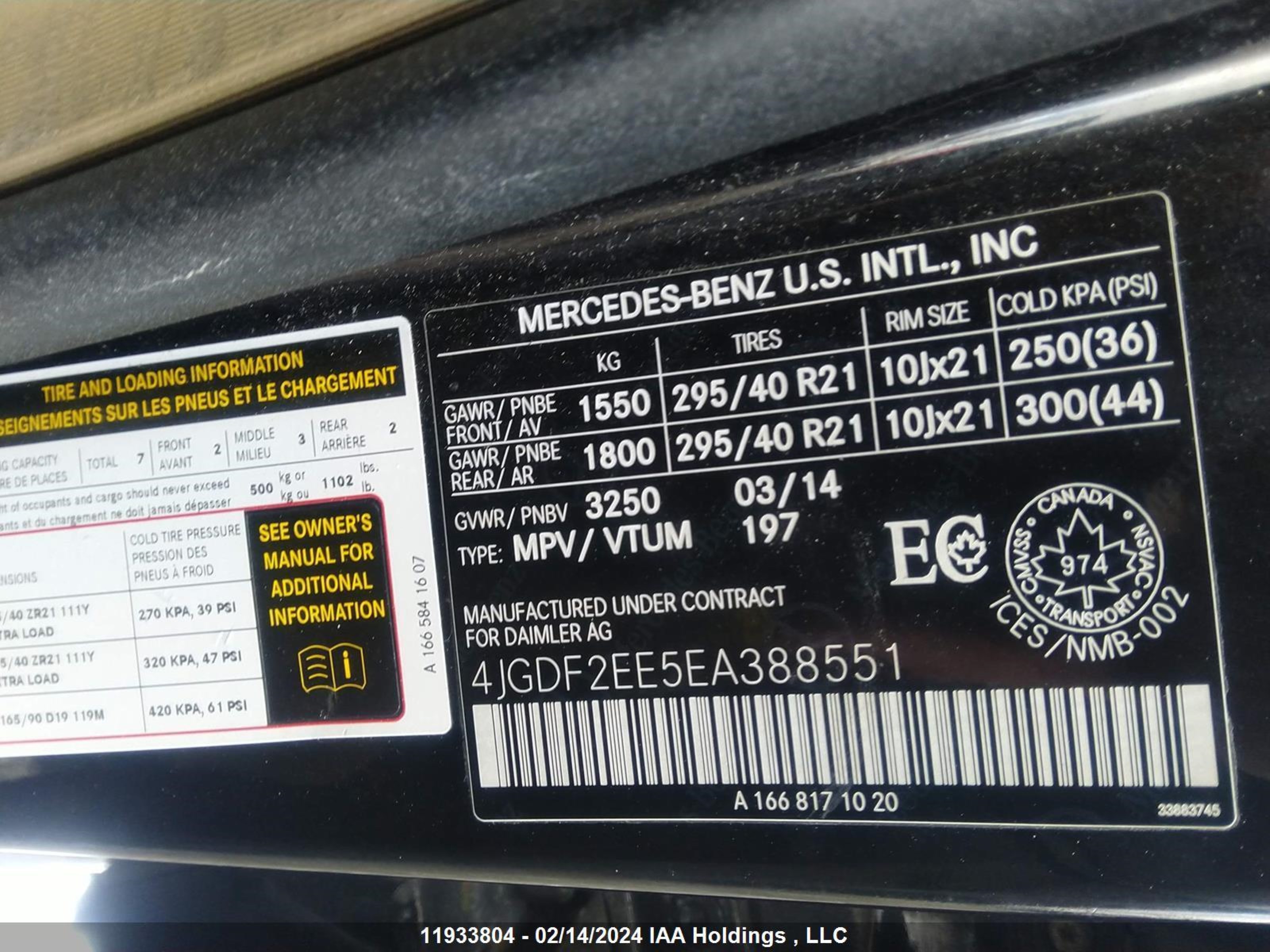 Photo 8 VIN: 4JGDF2EE5EA388551 - MERCEDES-BENZ GL-KLASSE 