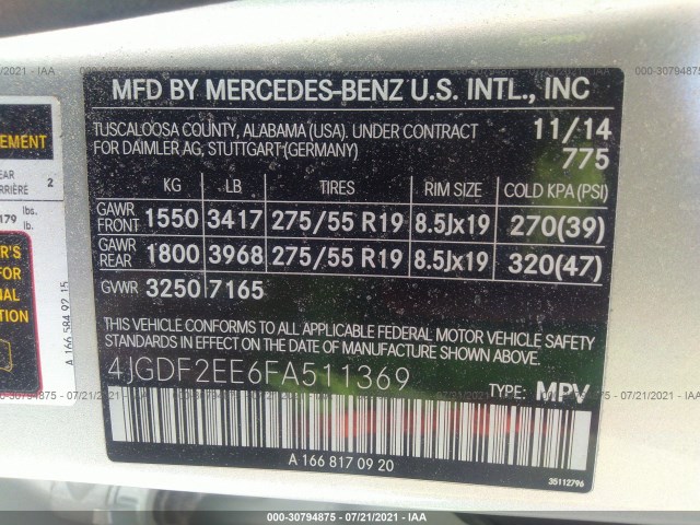 Photo 8 VIN: 4JGDF2EE6FA511369 - MERCEDES-BENZ GL-CLASS 